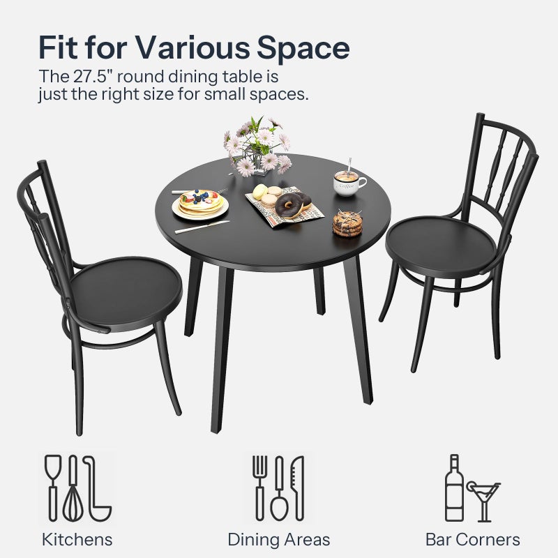 HOOBRO Bamboo Dining Table, Round Dining Table for 2, 27.5" Kitchen Table for Small Space, Writing Table, Easy to Assemble, for Dining Room, Living Room, Office, Kitchen, Apartment, Black BK71CZ01G1 - Image 4