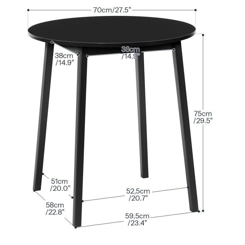 HOOBRO Bamboo Dining Table, Round Dining Table for 2, 27.5" Kitchen Table for Small Space, Writing Table, Easy to Assemble, for Dining Room, Living Room, Office, Kitchen, Apartment, Black BK71CZ01G1 - Image 2