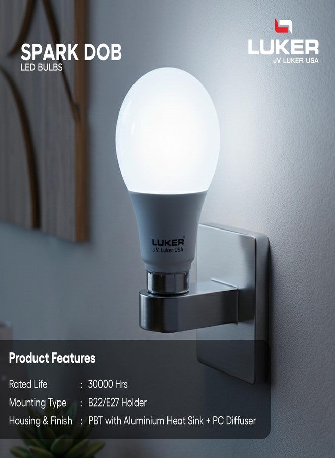 LUKER JVLuker 9W LED Bulb B22 Base Energy Efficient 1 Star Light 120 Degree Wide Beam Coverage High CRI Surge Protection Lights for Home and Office Indoor & Outdoor, 1 Year Warranty (Pack of 2, White) - Image 4