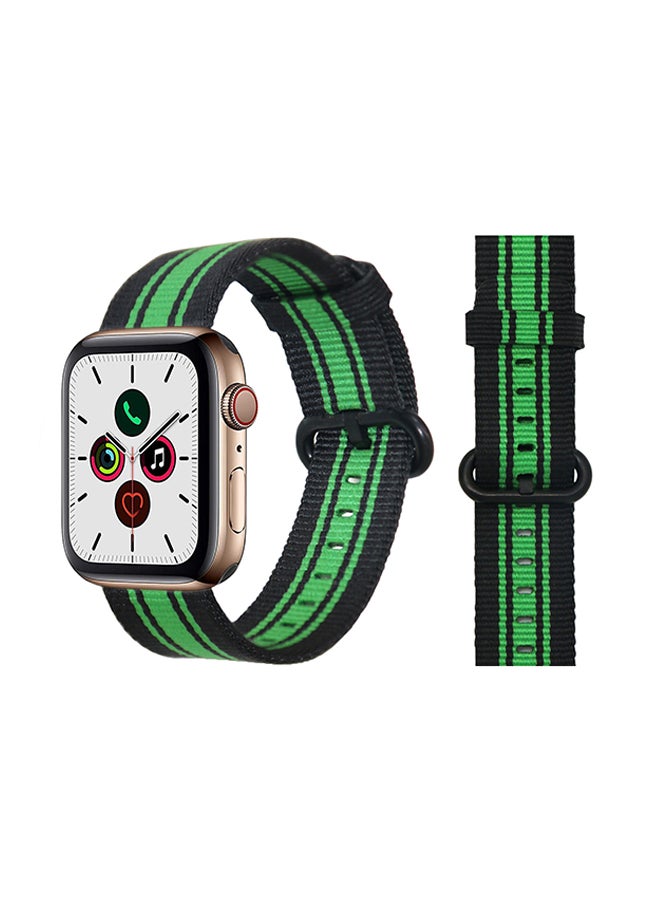 Perfii Round Buckle Nylon Replacement Band For Apple Watch Series 5/4/3/2/1 Black Green