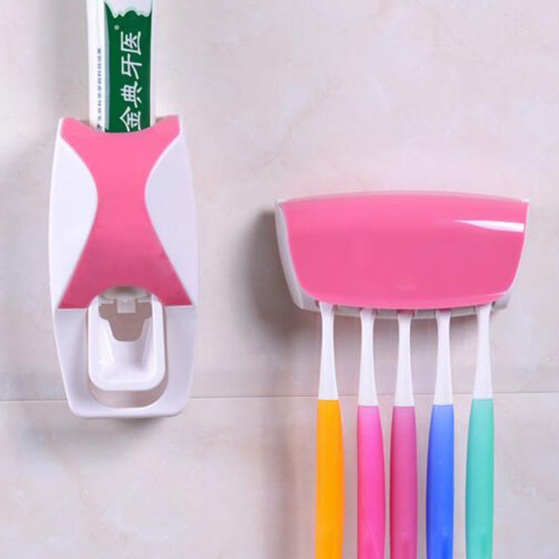 WAYCOM Dust-Proof Toothpaste Dispenser Toothpaste Squeezer Kit (Pink) - Image 3