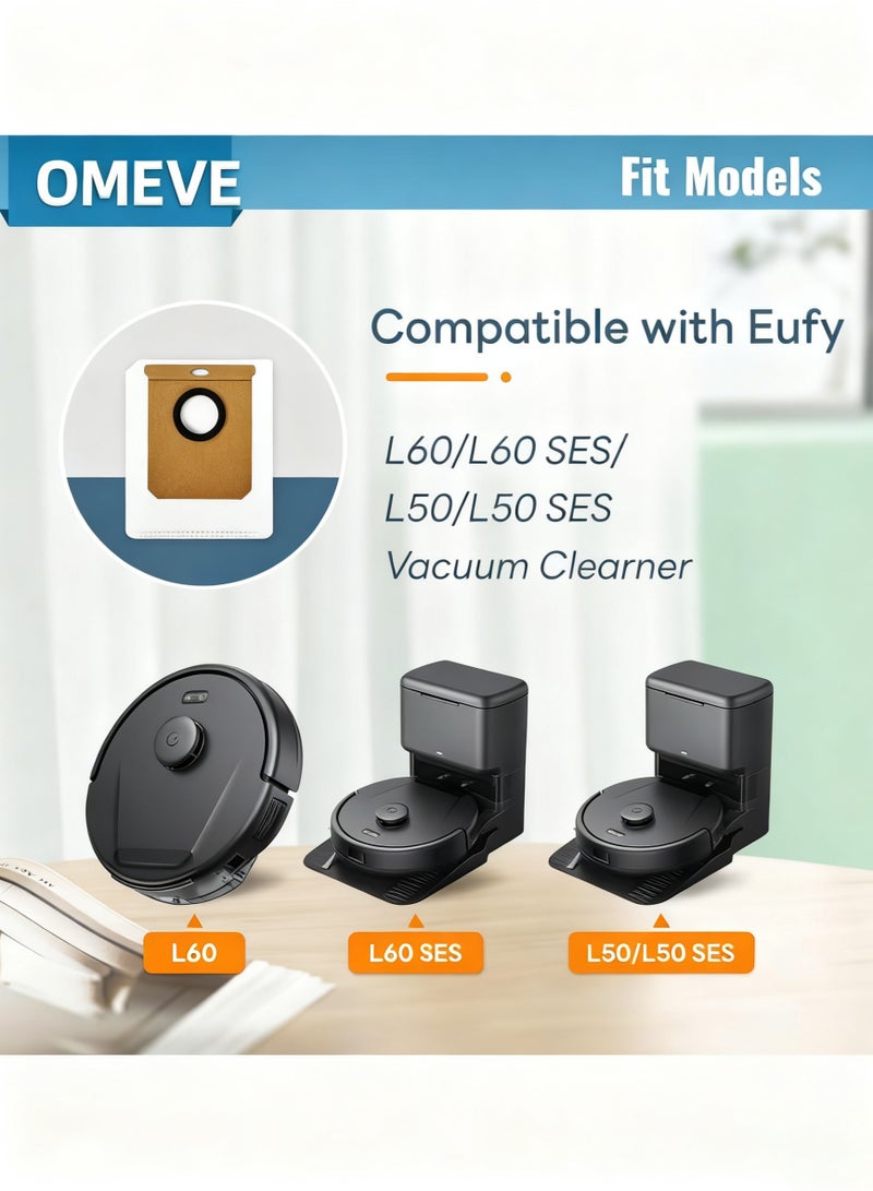 OMEVE 15 Pack Replacement Dust Bags for Eufy L50 SES L60 SES Robot Vacuum with Self-Empty Station, 3-Layer L50 L60 Bags Compatible with Haier H9+, Conga Home 10000, 8090 Ultra, 9090 AI - Image 2