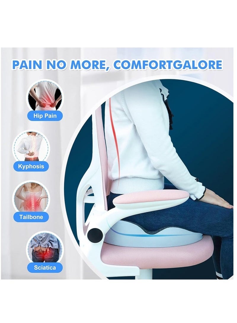 وسادة مقعد، وسادة كرسي غير قابلة للانزلاق مع رغوة الذاكرة، وسائد عظم الذيل لتخفيف الضغط، وسادة مقعد الكمبيوتر والسيارة (أزرق) - Image 2
