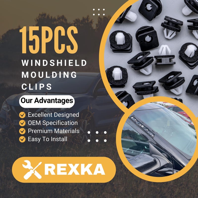 Rexka 15pcs A Pillar Trim Hardware Windshield Moulding Retaining Clips Compatible with Ford Explorer 2011-2019 BB5Z-78519R44-A BB5Z78519R44A - Image 2