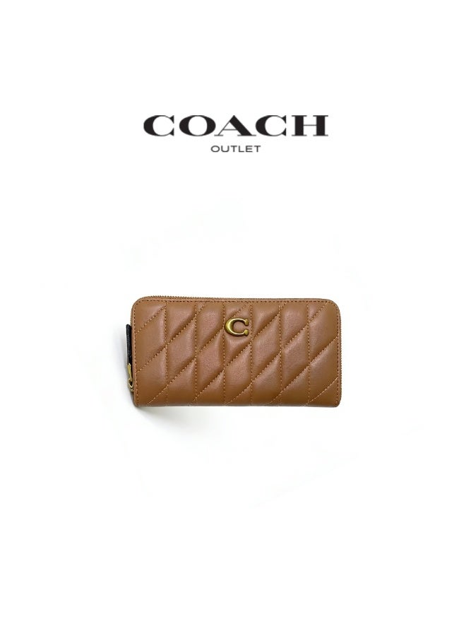 coachoutlet Women's long leather wallet card holder, elegant clutch for women, classic style - Image 1