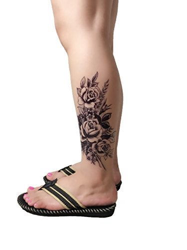DaLin Temporary Tattoo DaLin 4 Sheets Temporary Tattoos Black Rose Fake Tattoos for Women - Image 3
