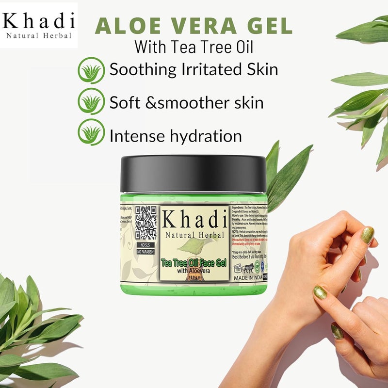 Khadi Natural Herbal Khadi Natural Herbal Tea Tree Oil Gel for Men Women 180gm  With Aloevera - Image 4
