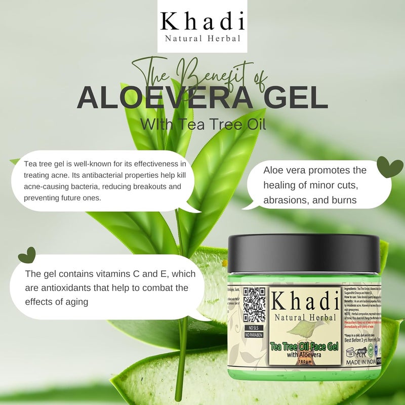 Khadi Natural Herbal Khadi Natural Herbal Tea Tree Oil Gel for Men Women 180gm  With Aloevera - Image 3