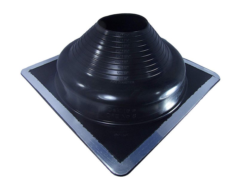 DEKTITE ROUND BASE PIPE FLASHING BOOT: #8 (DFE108B) BLACK Square Base EPDM Flexible Pipe Flashing (for OD pipe sizes 6-3/4" - 14")Roof Jack Pipe Boot - Image 4