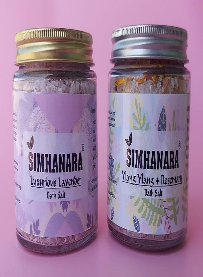 SIMHANARA Pack of 2 Bath Salts (250g Each) - Luxurious Lavender, Ylang + Rosemary | Relax and Rejuvenate with Soothing Natural | Natural and Nurturing Self-Care Experience