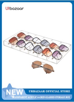 URbazaar Acrylic Organizer, 6 Slot Eye Glasses Storage Display Case Stackable Eyewear Drawer Organizer Tray  - Image 1