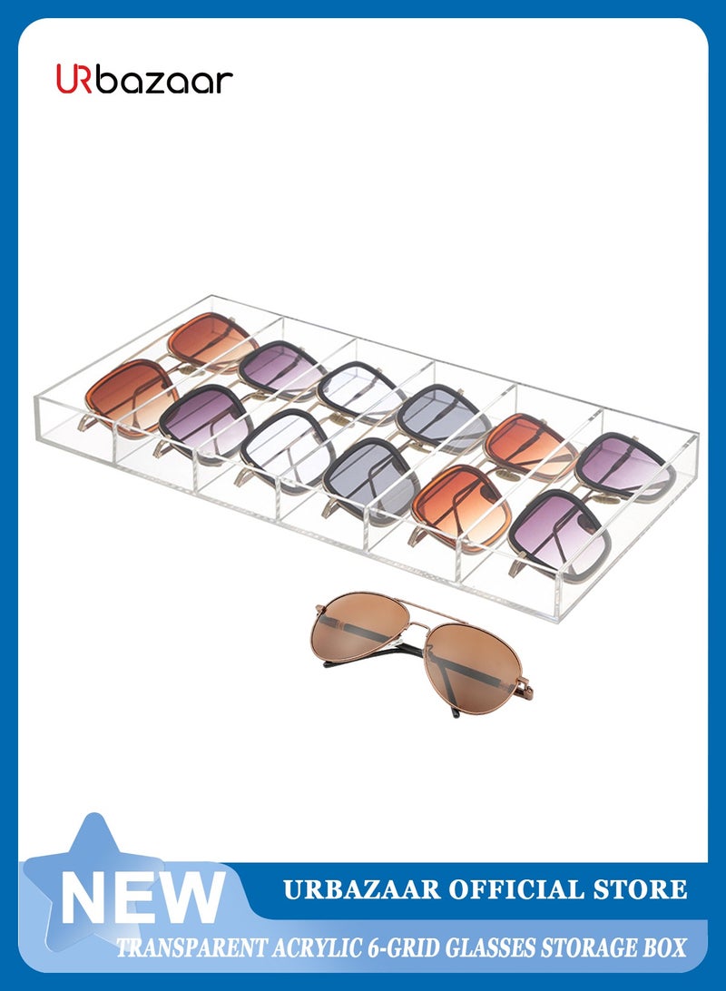 URbazaar Acrylic Organizer, 6 Slot Eye Glasses Storage Display Case Stackable Eyewear Drawer Organizer Tray  - Image 1