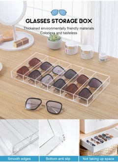 URbazaar Acrylic Organizer, 6 Slot Eye Glasses Storage Display Case Stackable Eyewear Drawer Organizer Tray  - Image 3