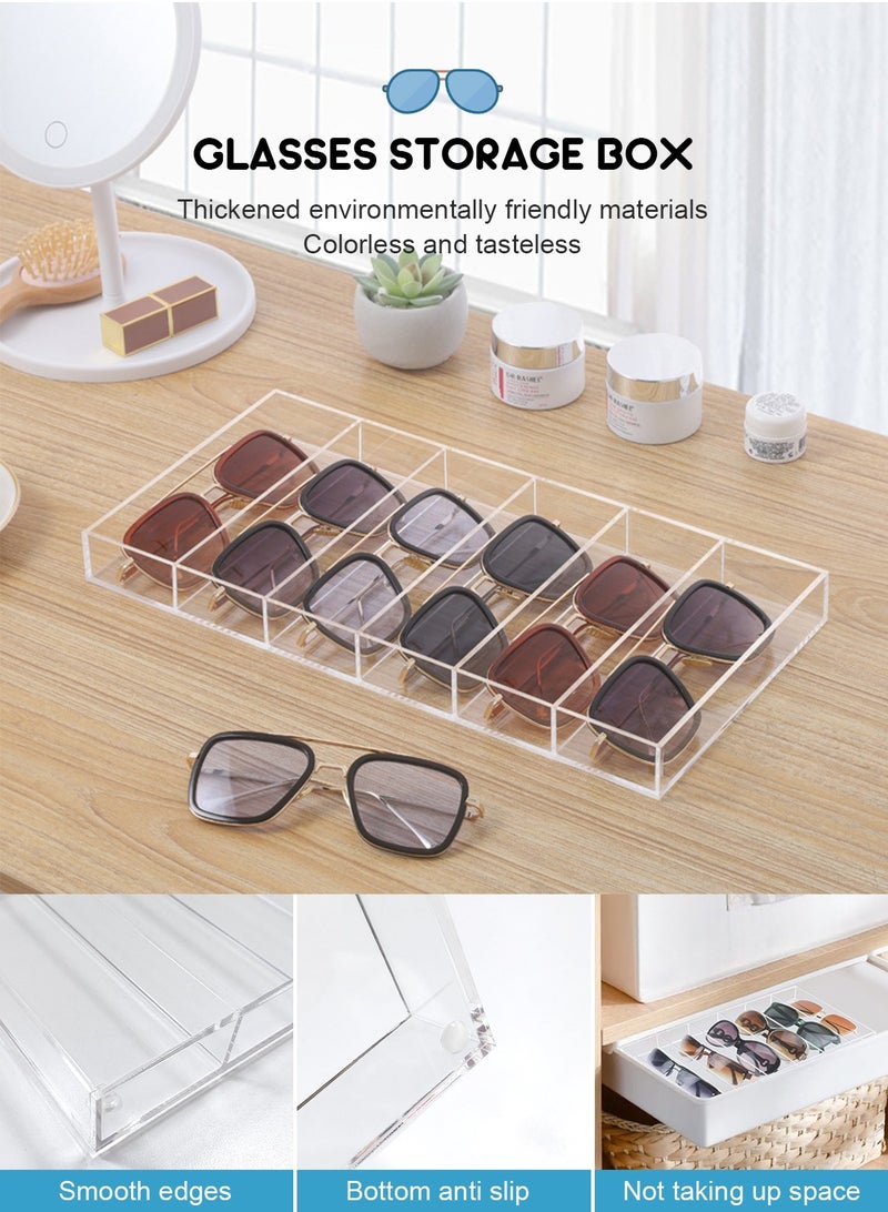 URbazaar Acrylic Organizer, 6 Slot Eye Glasses Storage Display Case Stackable Eyewear Drawer Organizer Tray  - Image 3