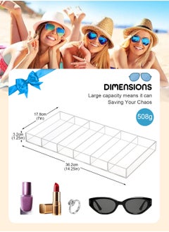 URbazaar Acrylic Organizer, 6 Slot Eye Glasses Storage Display Case Stackable Eyewear Drawer Organizer Tray  - Image 2