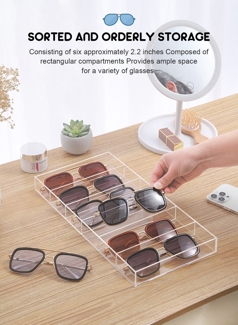 URbazaar Acrylic Organizer, 6 Slot Eye Glasses Storage Display Case Stackable Eyewear Drawer Organizer Tray  - Image 5