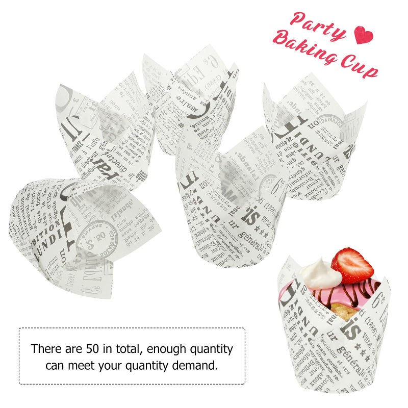 50 Pcs High Temperature Resistant Flower Shaped Baking Cups Oil Proof Cupcake Liners - Image 4