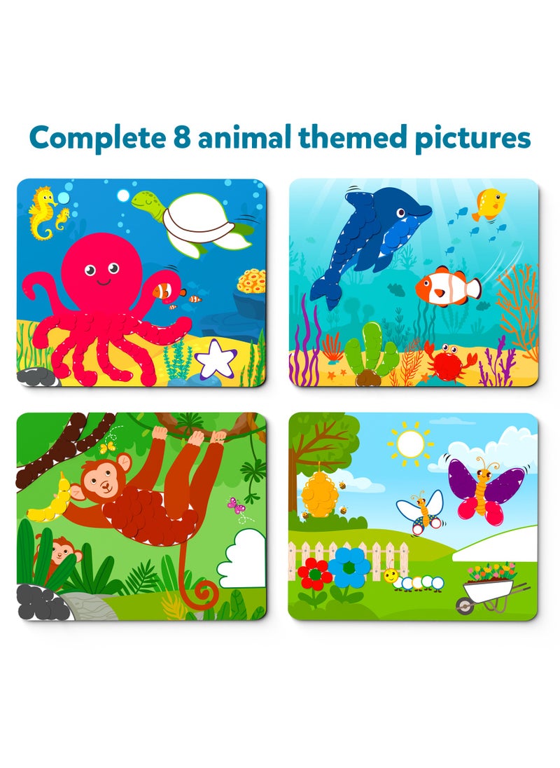 سكيلماتيكس Dot It Animals، ملصقات فنية بدون فوضى للأطفال، مجموعات حرفية، أنشطة DIY، ألعاب سفر، مهارات حركية دقيقة، هدايا للأولاد والبنات من سن 3 و4 و5 و6 و7 سنوات  - Image 4