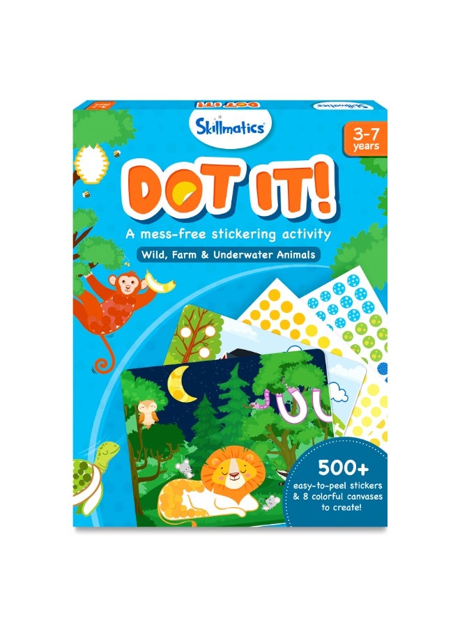 Skillmatics Dot It Animals, No Mess Sticker Art for Kids, Craft Kits, DIY Activity, Travel Toys, Fine Motor Skills, Gifts for Boys & Girls Ages 3, 4, 5, 6, 7 - Image 1