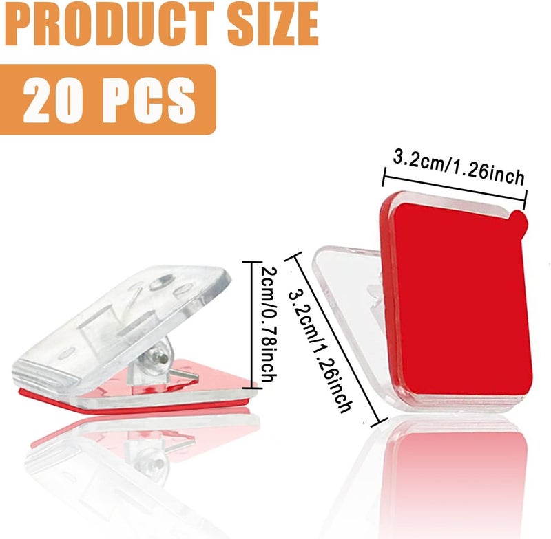Sazoemao 20 قطعة مشابك لاصقة ذاتيًا، مشابك حائط، شماعات تزيين، حوامل صور لتعليق الأعلام الورقية، مشبك لاصق للمعلمين، مشبك نابض لاصق مزدوج الجوانب للملصقات في المنزل أو المكتب - Image 2