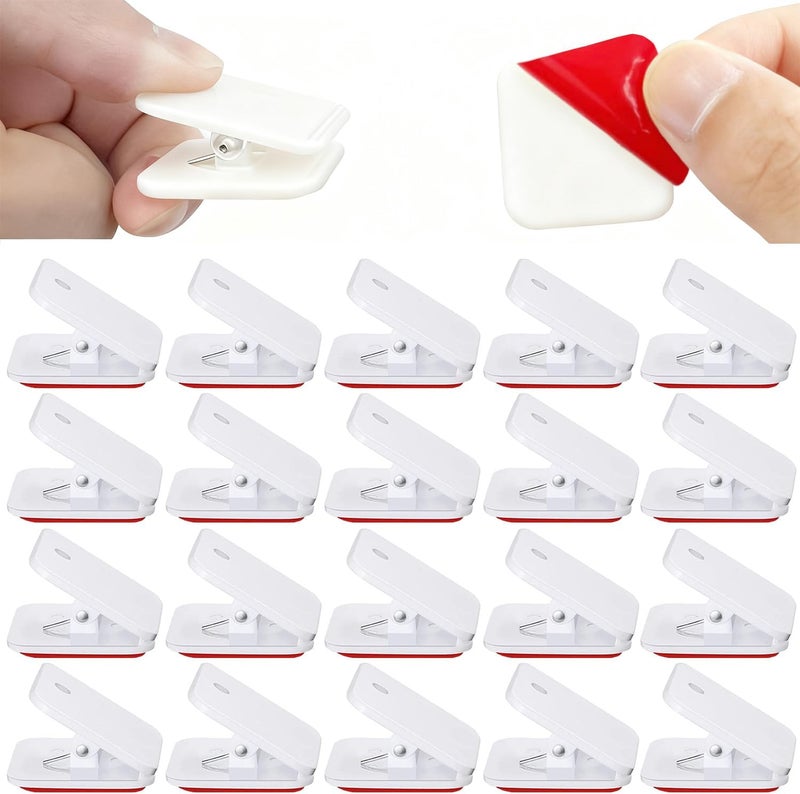 Sazoemao 20 قطعة مشابك لاصقة ذاتيًا، مشابك حائط، شماعات تزيين، حوامل صور لتعليق الأعلام الورقية، مشبك لاصق للمعلمين، مشبك نابض لاصق مزدوج الجوانب للملصقات في المنزل أو المكتب - Image 1