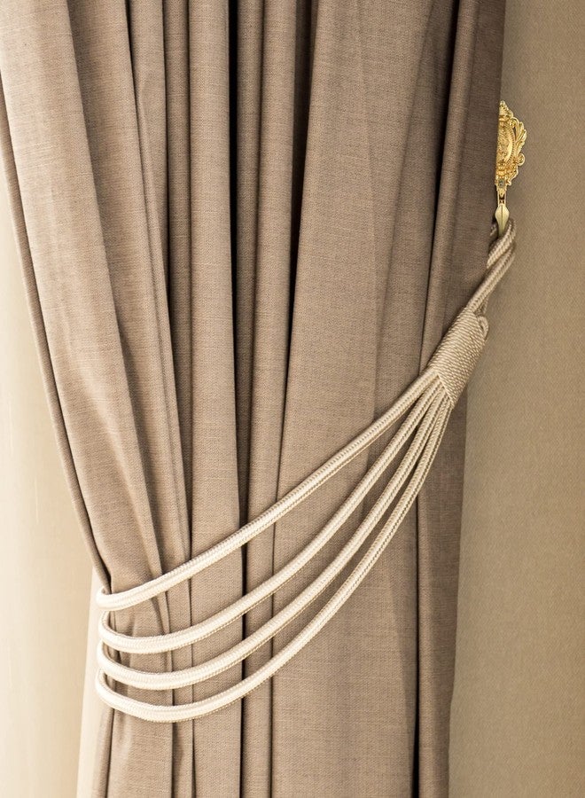 OULII 2-Pack Vintage Drapery Curtain Holdbacks Tieback Hooks Rose Pattern (Golden) - Image 5