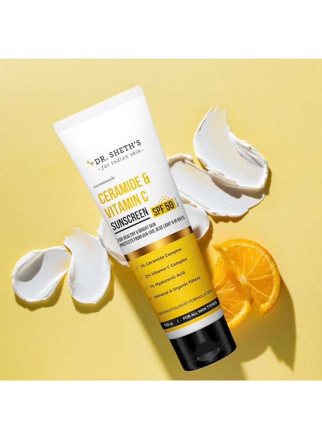 Dr. Sheth's Dr. Sheth’S Ceramide & Vitamin C Sunscreen Spf 50+ Pa++++|Onestep Routine For Healthy & Bright Skin| Nonsticky|No White Castinongreasy Quickabsorbing|For Women & Men|Uva Uvb Sun Protection|125G - Image 2