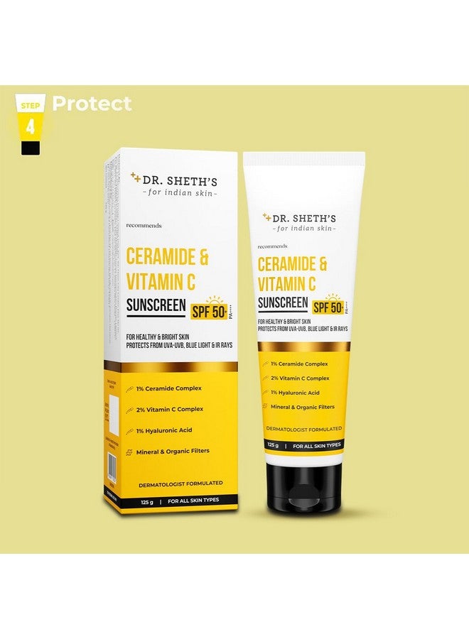 Dr. Sheth's Dr. Sheth’S Ceramide & Vitamin C Sunscreen Spf 50+ Pa++++|Onestep Routine For Healthy & Bright Skin| Nonsticky|No White Castinongreasy Quickabsorbing|For Women & Men|Uva Uvb Sun Protection|125G - Image 5
