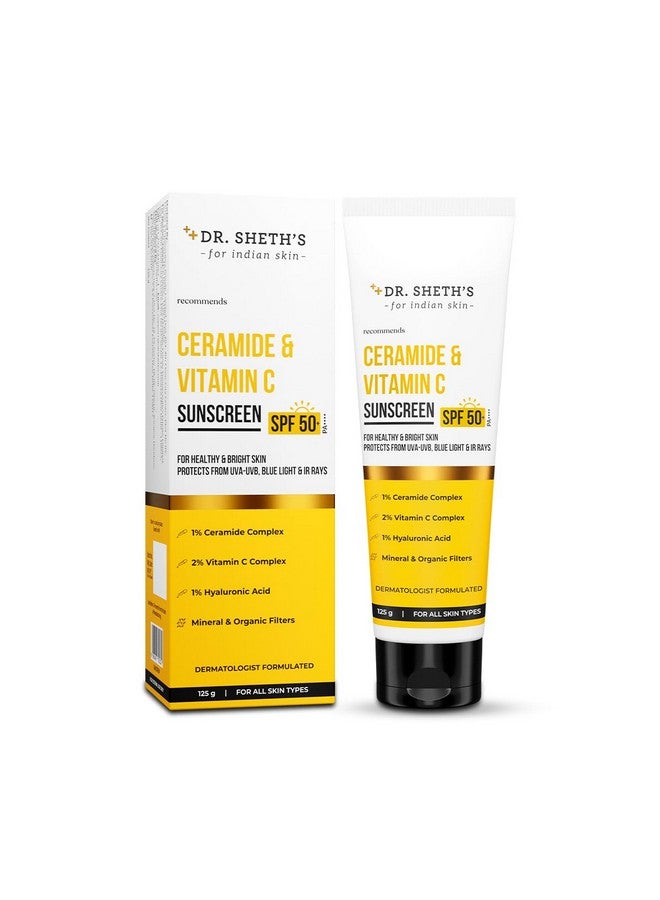 Dr. Sheth's Dr. Sheth’S Ceramide & Vitamin C Sunscreen Spf 50+ Pa++++|Onestep Routine For Healthy & Bright Skin| Nonsticky|No White Castinongreasy Quickabsorbing|For Women & Men|Uva Uvb Sun Protection|125G - Image 1