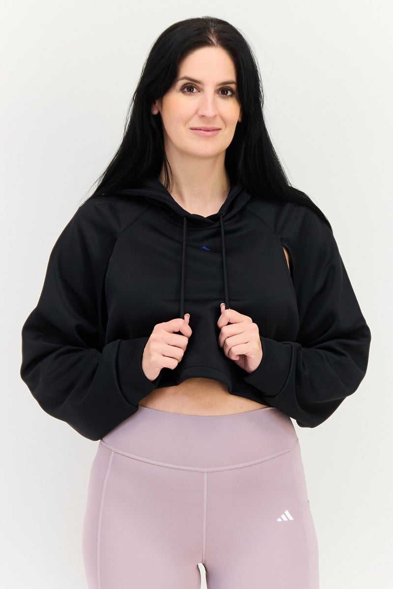 Adidas Women Sportswear Fit Hooded Long Sleeve Training Sweatshirt, Black - Image 1