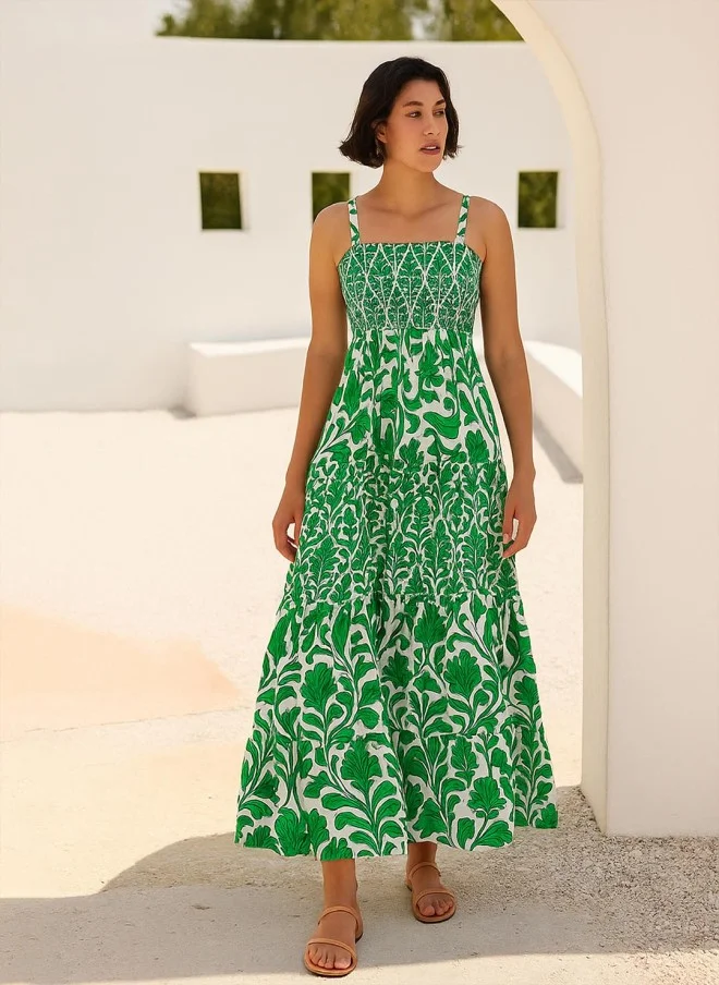 SASSAFRAS Floral Print Maxi Dress for Women