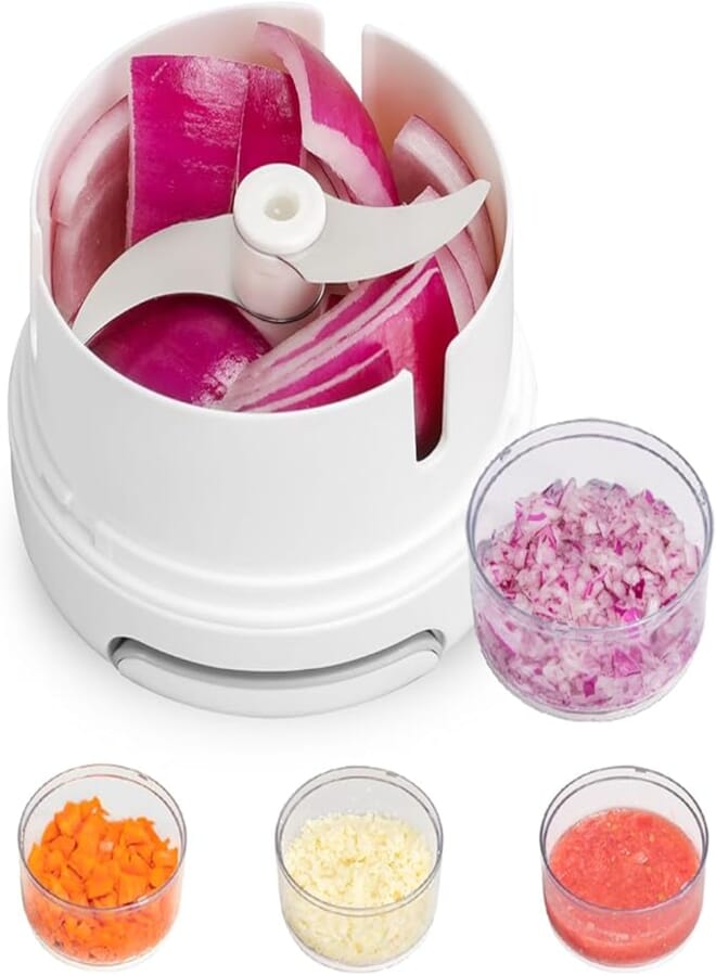 Badelite Mini Garlic Chopper Manual Food Processor Protable Pull String Vegetable Chopper for Veggies, Fruits, Garlic, Onion, Ginger, Nuts, etc - 0.7 Cup(170ml)