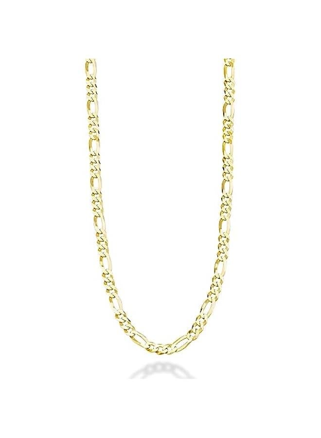 Arabest Solid 18K Gold Over Sterling Silver Italian 5mm Diamond-Cut Figaro Link Chain Necklace for Women Men, 925 Made in Italy - Image 1