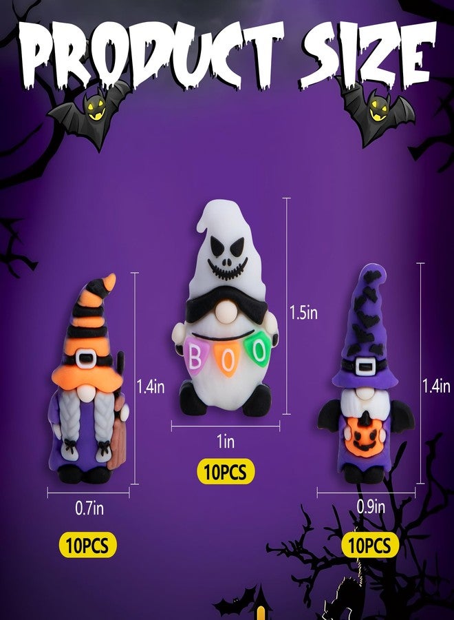 Watayo 30 Pcs Halloween Mini Gnome Figurines, Halloween Decoration Miniature Gnomes Ornaments, Pumpkin Ghost Gnomes Tiny Statue Figurines for Party Gifts Home Table Garden Landscape Decor - Image 2