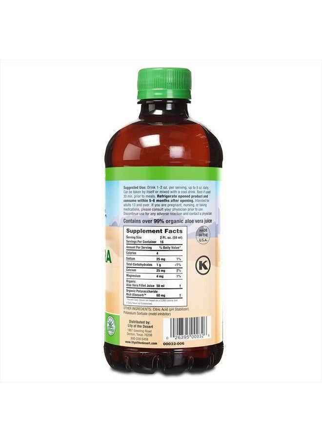Lily Of the Desert - Lily of the Desert Aloe Vera Juice - Inner Fillet Aloe Vera Drink, Organic Aloe Juice with Natural Vitamins, Digestive Enzymes for Gut Health, Stomach Relief, Wellness, Glowing Skin, 32 Fl Oz - Image 1