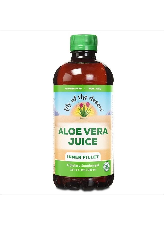 Lily Of the Desert - Lily of the Desert Aloe Vera Juice - Inner Fillet Aloe Vera Drink, Organic Aloe Juice with Natural Vitamins, Digestive Enzymes for Gut Health, Stomach Relief, Wellness, Glowing Skin, 32 Fl Oz - Image 1