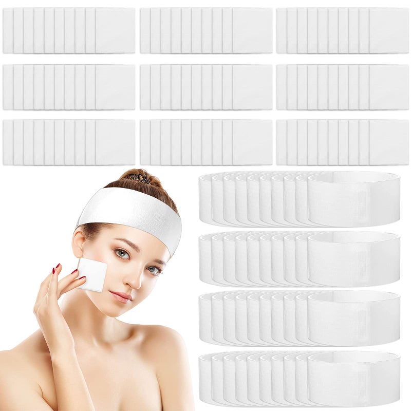 Maxcheck Maxcheck 300 Pieces Disposable Spa Facial Headbands Disposable Esthetic Wipe Sets Nonwoven Facial Wipes Square Aesthetic Wipe for Product Application 