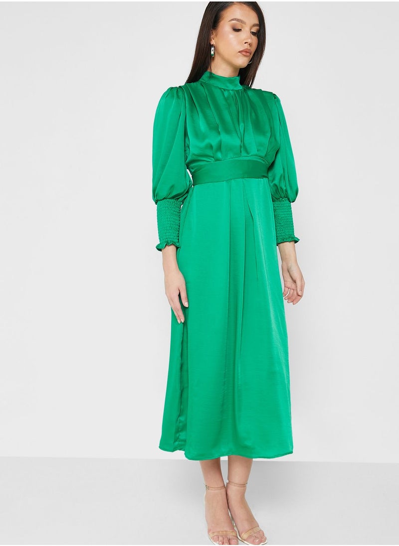Khizana - Shirred Cuff Detail A-Line Dress - Image 1