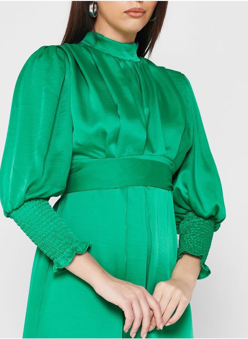 Khizana - Shirred Cuff Detail A-Line Dress - Image 1
