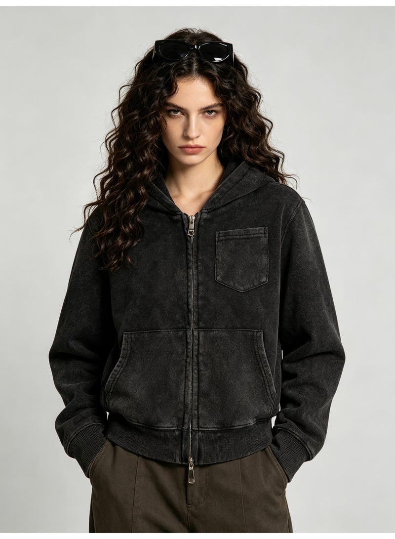 زارا ZARA makes old washed hooded zipper coat. - Image 3