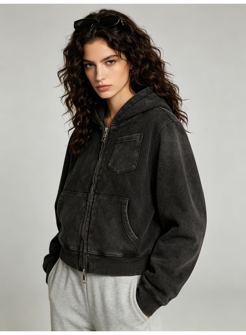 زارا ZARA makes old washed hooded zipper coat. - Image 5