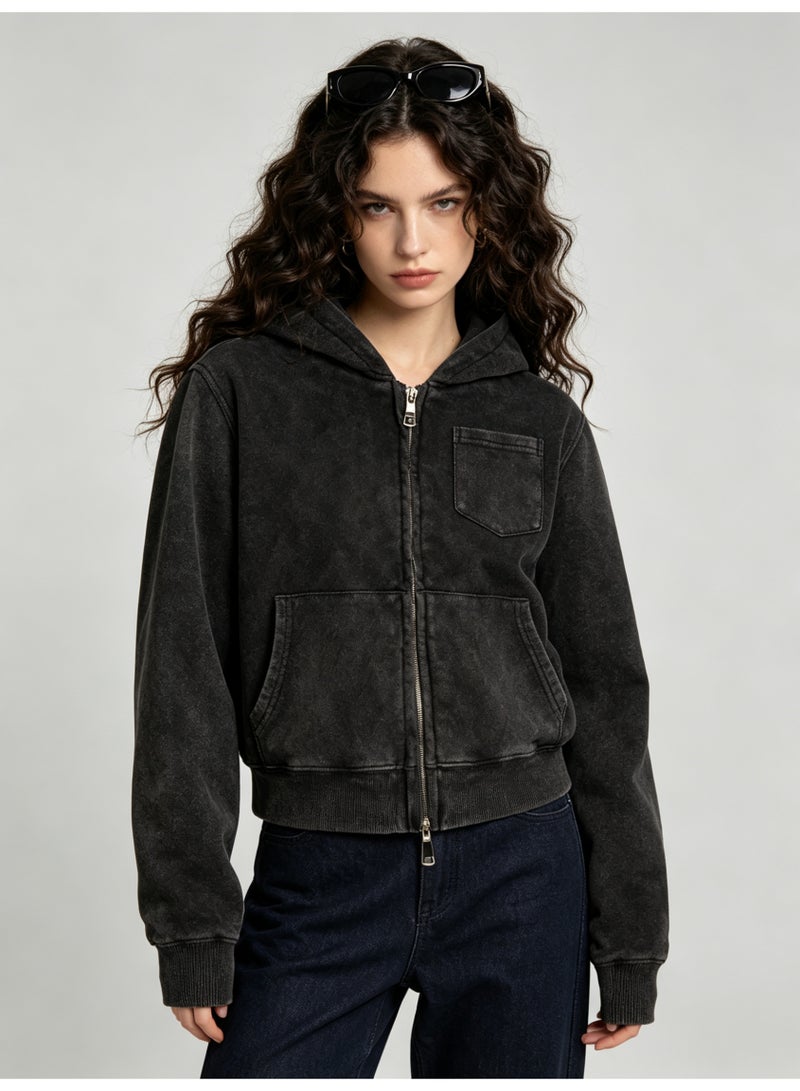 زارا ZARA makes old washed hooded zipper coat. - Image 4