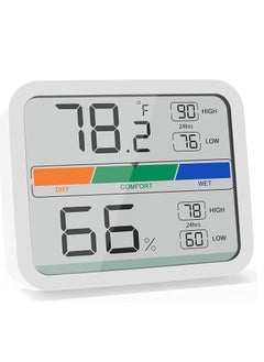 Hygrometer Indoor Thermometer, Room Humidity Gauge with Temperature, Digital Temperature and Humidity Monitor with Min and Max Records Indicator for Home Garage Greenhouse