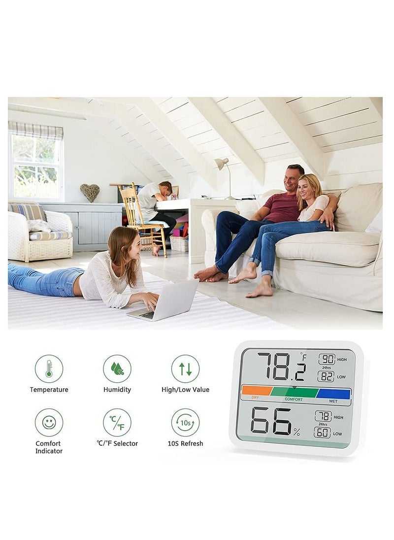 Excefore - Hygrometer Indoor Thermometer, Room Humidity Gauge with Temperature, Digital Temperature and Humidity Monitor with Min and Max Records Indicator for Home Garage Greenhouse - Image 1