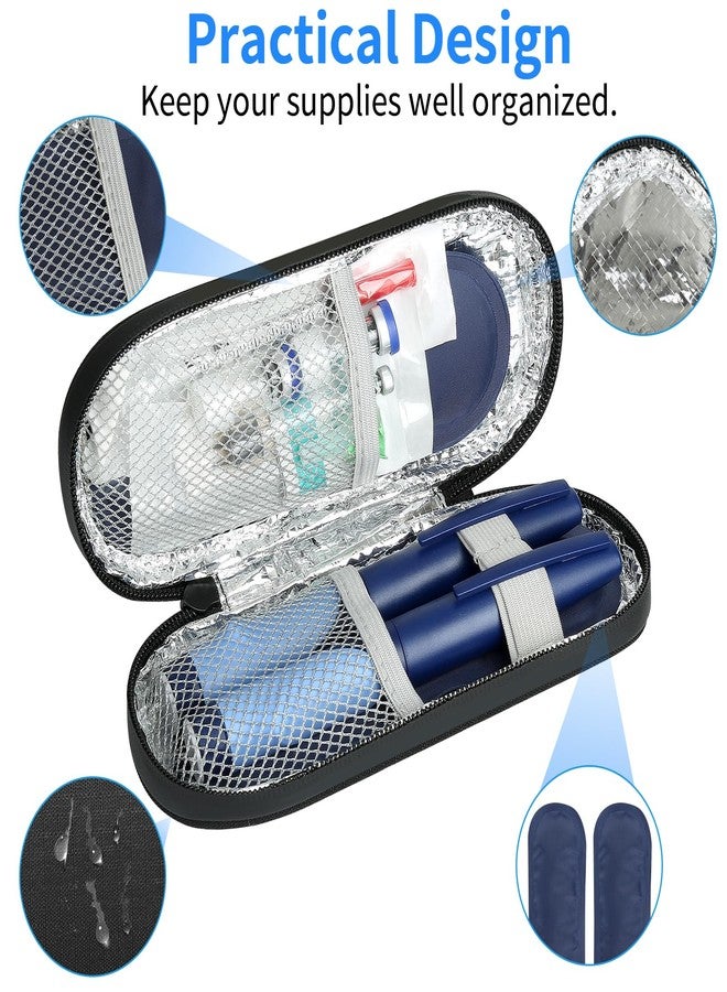 BLK8IGHT Insulin Pen Cooler Travel Case with 2 Reusable TSA Approved Ice Packs, Diabetic Medication Insulated Cooler Bag for Insulin Pens and Other Diabetic Supplies Storage Black - Image 2