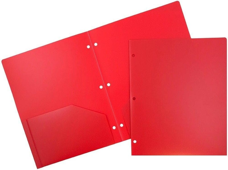 JAM Paper Heavy Duty Plastic 3 Hole Punch Pocket Folders - Extra Tough School Folders - Assorted Primary Colors - Bulk 48 Folders/Box (8 Assorted Packs of 6) - Image 3