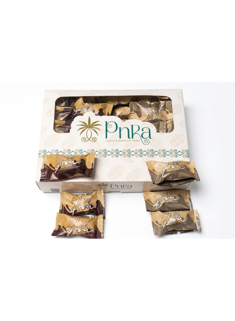 Pnra Premium Siwi Dates Stuffed with Almonds & Coated in Fine Chocolate - 500g | Healthy Gourmet Snack - Image 1