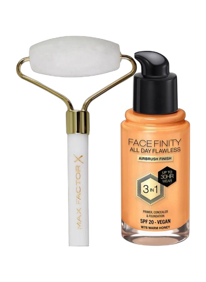 Max Factor Facefinity All Day Flawless Foundation - W78 Warm Honey + Face Roller - Image 1