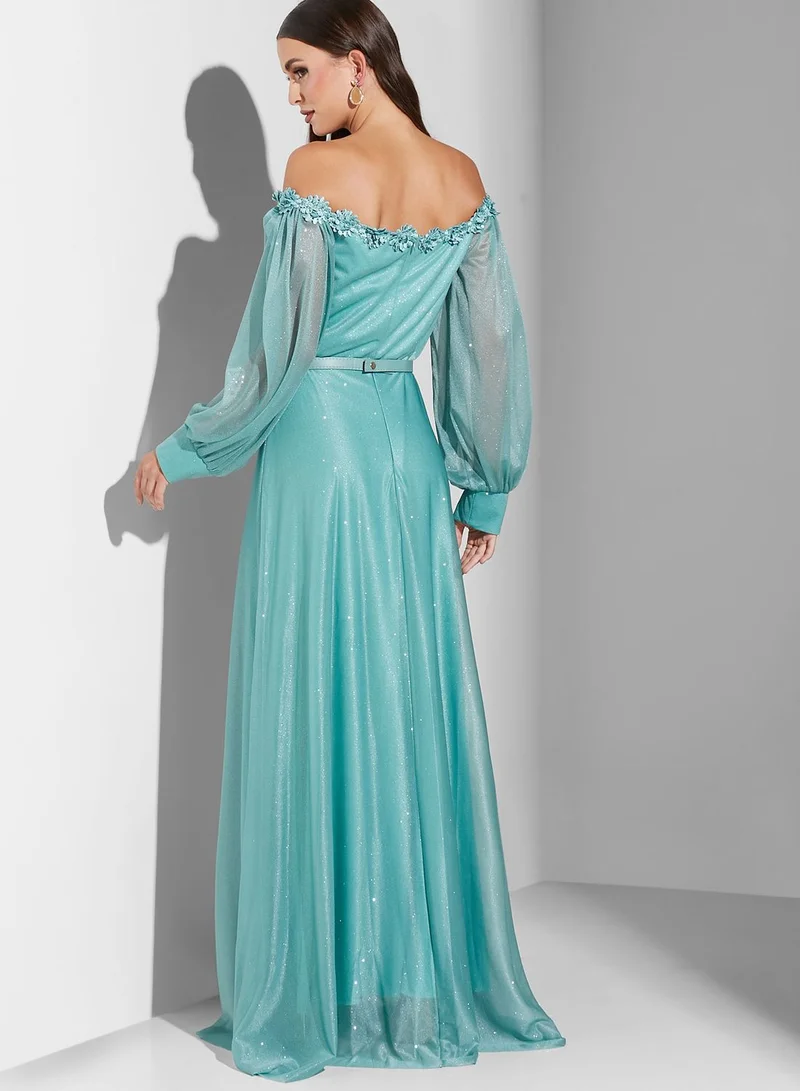 Ella Limited Edition Shimmer Off Shoulder Dress