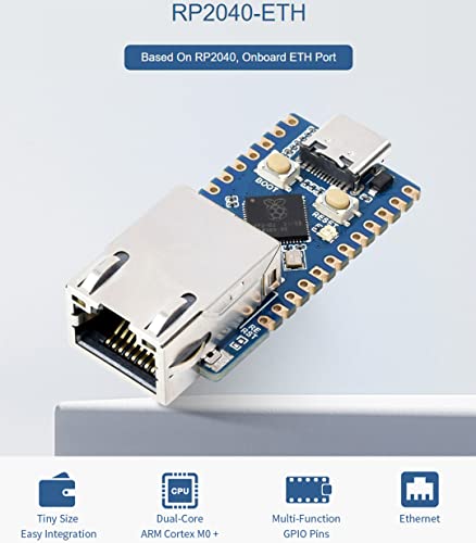 Waveshare RP2040 Ethernet Development Board, Based on Raspberry Pi RP2040 Dual Core Processor Onboard ETH Port,Controllable via Network Support TCP Server/TCP Client/UDP Server/UDP,C/C++, MicroPython, etc. - Image 3